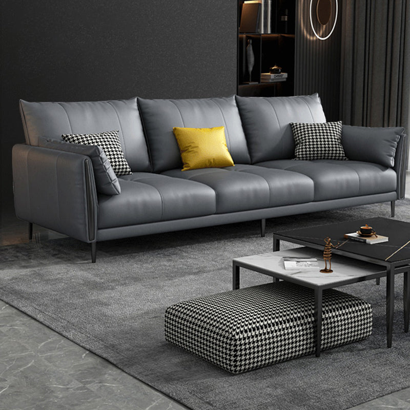 36" High Modern Faux Leather Square Arm Standard Sofa with Bolster Pillows for Living Room 83"L x 35.5"W x 35.5"H Clearhalo 'furn' 'furn_sofas' 'Furniture' 'furniture_sofas' 'Living Room Furniture' 'Sofa' 'sofas' 4963554