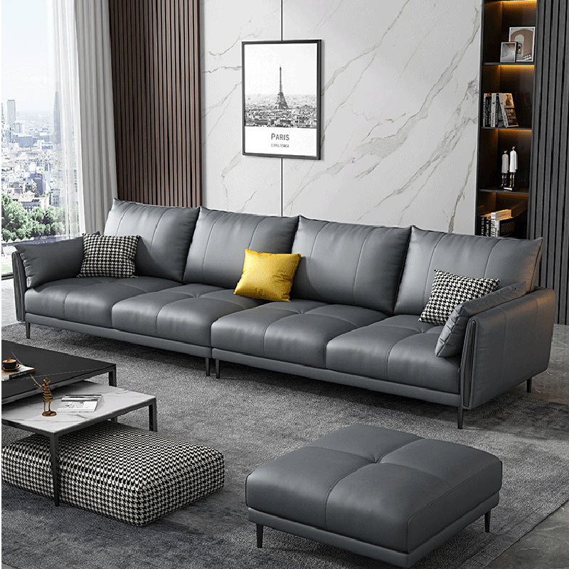 36" High Modern Faux Leather Square Arm Standard Sofa with Bolster Pillows for Living Room Clearhalo 'furn' 'furn_sofas' 'Furniture' 'furniture_sofas' 'Living Room Furniture' 'Sofa' 'sofas' 4963555