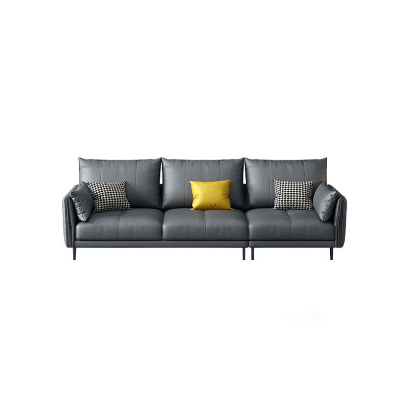 36" High Modern Faux Leather Square Arm Standard Sofa with Bolster Pillows for Living Room 94.5"L x 35.5"W x 35.5"H Clearhalo 'furn' 'furn_sofas' 'Furniture' 'furniture_sofas' 'Living Room Furniture' 'Sofa' 'sofas' 4963558