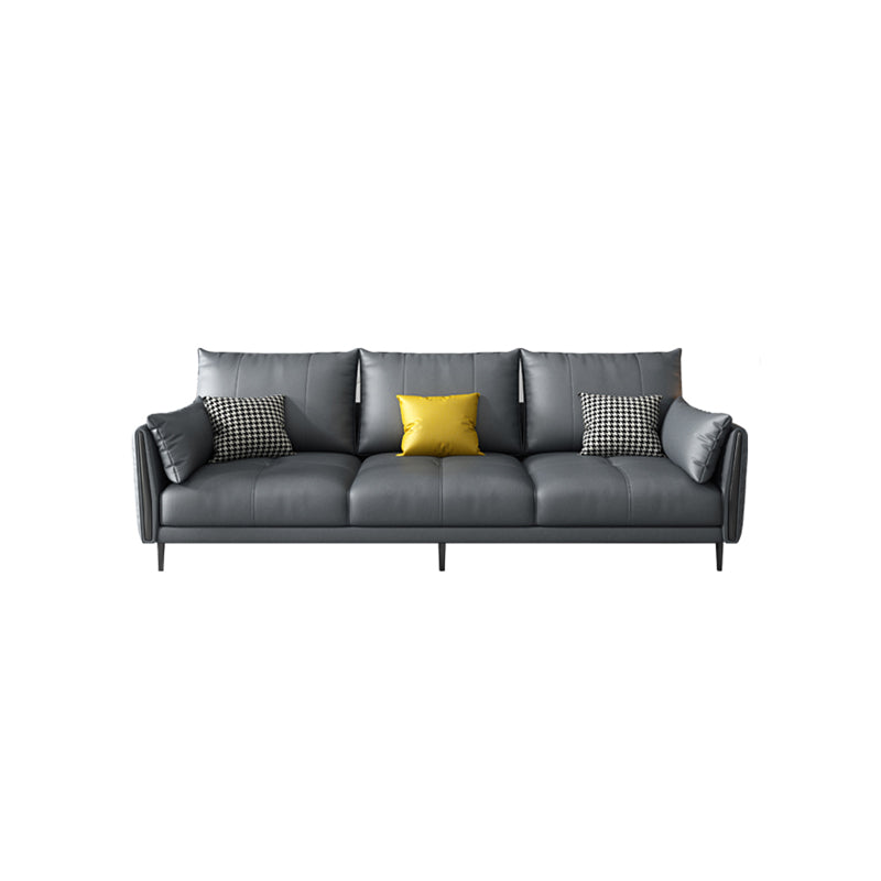 36" High Modern Faux Leather Square Arm Standard Sofa with Bolster Pillows for Living Room Clearhalo 'furn' 'furn_sofas' 'Furniture' 'furniture_sofas' 'Living Room Furniture' 'Sofa' 'sofas' 4963561