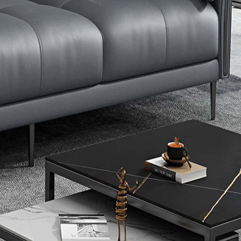 36" High Modern Faux Leather Square Arm Standard Sofa with Bolster Pillows for Living Room Clearhalo 'furn' 'furn_sofas' 'Furniture' 'furniture_sofas' 'Living Room Furniture' 'Sofa' 'sofas' 4963563