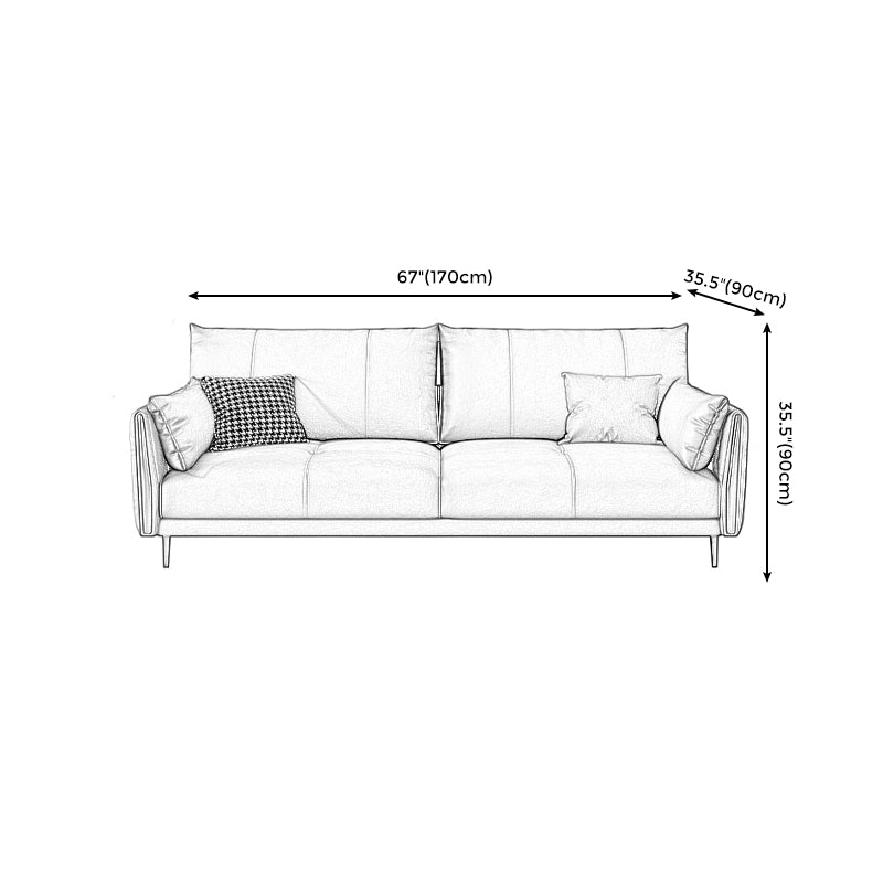 36" High Modern Faux Leather Square Arm Standard Sofa with Bolster Pillows for Living Room Clearhalo 'furn' 'furn_sofas' 'Furniture' 'furniture_sofas' 'Living Room Furniture' 'Sofa' 'sofas' 4963567
