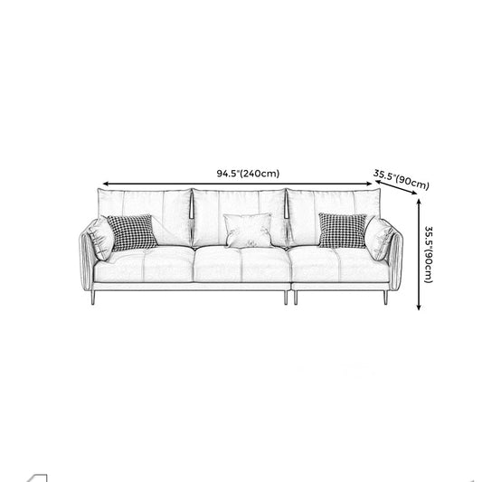 36" High Modern Faux Leather Square Arm Standard Sofa with Bolster Pillows for Living Room Clearhalo 'furn' 'furn_sofas' 'Furniture' 'furniture_sofas' 'Living Room Furniture' 'Sofa' 'sofas' 4963569