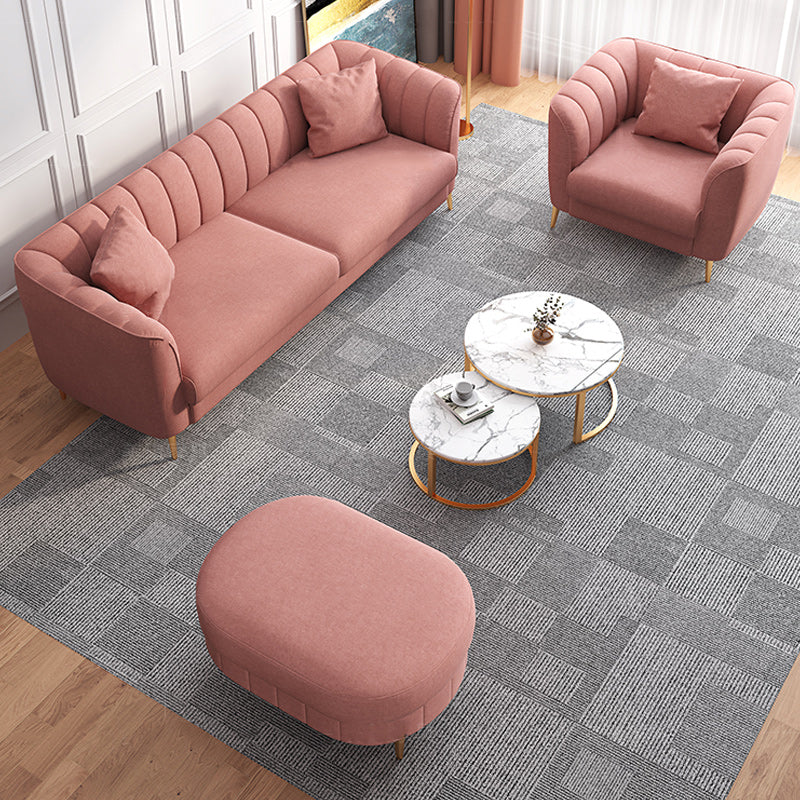 Gold Mid Century Modern Sewn Pillow Back Sofa 29.53"High Tuxedo Arm Sofa, Pink Clearhalo 'furn' 'furn_sofas' 'Furniture' 'furniture_sofas' 'Living Room Furniture' 'Sofa' 'sofas' 4963591