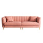 Gold Mid Century Modern Sewn Pillow Back Sofa 29.53"High Tuxedo Arm Sofa, Pink 114"L x 31.5"W x 30"H Latex Clearhalo 'furn' 'furn_sofas' 'Furniture' 'furniture_sofas' 'Living Room Furniture' 'Sofa' 'sofas' 4963593