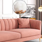 Gold Mid Century Modern Sewn Pillow Back Sofa 29.53"High Tuxedo Arm Sofa, Pink Clearhalo 'furn' 'furn_sofas' 'Furniture' 'furniture_sofas' 'Living Room Furniture' 'Sofa' 'sofas' 4963595