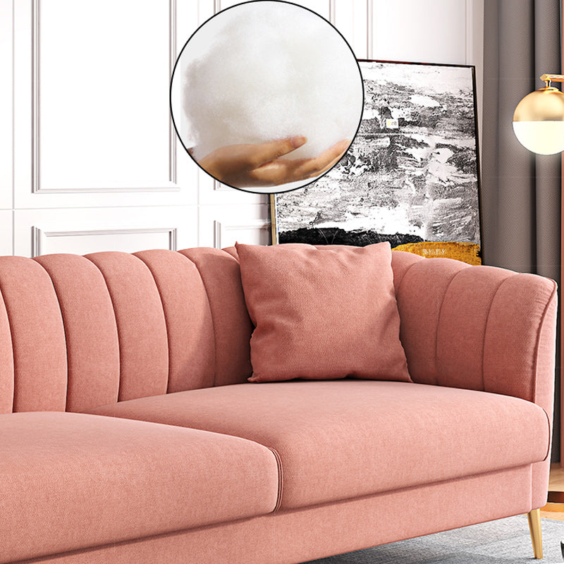 Gold Mid Century Modern Sewn Pillow Back Sofa 29.53"High Tuxedo Arm Sofa, Pink Clearhalo 'furn' 'furn_sofas' 'Furniture' 'furniture_sofas' 'Living Room Furniture' 'Sofa' 'sofas' 4963595