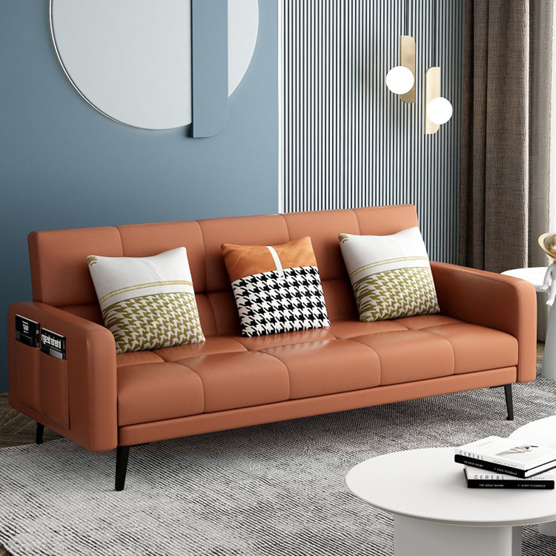 Transitional Modern Biscuit Back Stain Resistant Fabric Sofa 29.53"High Square Arm Sofa Dark Brown Clearhalo 'furn' 'furn_sofas' 'Furniture' 'furniture_sofas' 'Living Room Furniture' 'Sofa' 'sofas' 4963635