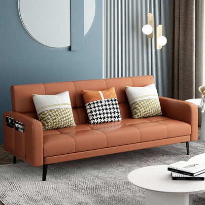 Transitional Modern Biscuit Back Stain Resistant Fabric Sofa 29.53"High Square Arm Sofa Dark Brown Clearhalo 'furn' 'furn_sofas' 'Furniture' 'furniture_sofas' 'Living Room Furniture' 'Sofa' 'sofas' 4963635