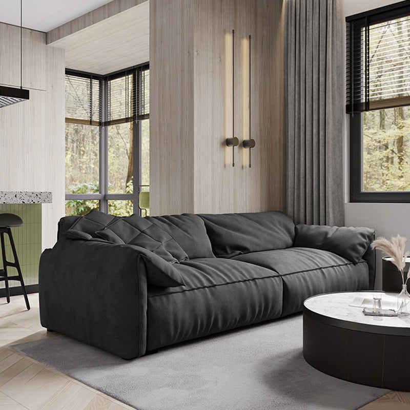 Beach Tight Back Standard Sofa 29.53"High Pillow Top Arm Sofa, Black Clearhalo 'furn' 'furn_sofas' 'Furniture' 'furniture_sofas' 'Living Room Furniture' 'Sofa' 'sofas' 4963668