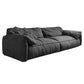 Beach Tight Back Standard Sofa 29.53"High Pillow Top Arm Sofa, Black 126"L x 39.5"W x 31.5"H Suede Down Clearhalo 'furn' 'furn_sofas' 'Furniture' 'furniture_sofas' 'Living Room Furniture' 'Sofa' 'sofas' 4963672
