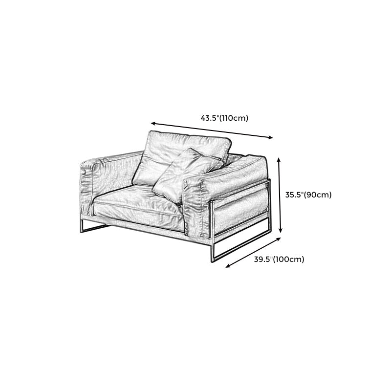 34" High Contemporary Square Arm Standard Sofa with Bolster Pillows, Brown Clearhalo 'furn' 'furn_sofas' 'Furniture' 'furniture_sofas' 'Living Room Furniture' 'Sofa' 'sofas' 4963710