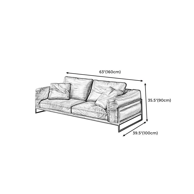 34" High Contemporary Square Arm Standard Sofa with Bolster Pillows, Brown Clearhalo 'furn' 'furn_sofas' 'Furniture' 'furniture_sofas' 'Living Room Furniture' 'Sofa' 'sofas' 4963711