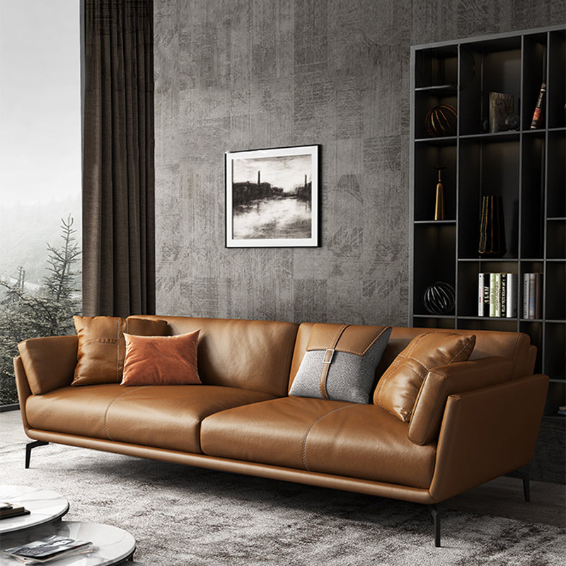32" High Contemporary Square Arm Standard Sofa with Loose Back for Living Room, Brown 79"L x 37"W x 31.5"H Clearhalo 'furn' 'furn_sofas' 'Furniture' 'furniture_sofas' 'Living Room Furniture' 'Sofa' 'sofas' 4963716