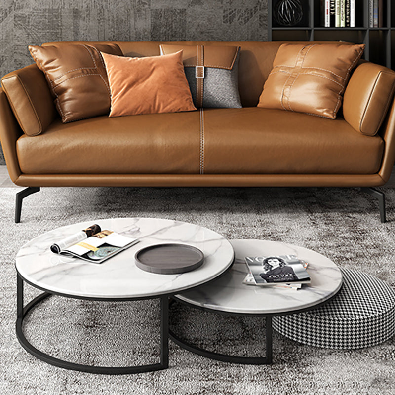 32" High Contemporary Square Arm Standard Sofa with Loose Back for Living Room, Brown 59"L x 37"W x 31.5"H Clearhalo 'furn' 'furn_sofas' 'Furniture' 'furniture_sofas' 'Living Room Furniture' 'Sofa' 'sofas' 4963717