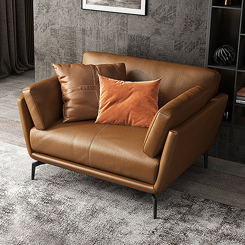 32" High Contemporary Square Arm Standard Sofa with Loose Back for Living Room, Brown 39"L x 37"W x 31.5"H Clearhalo 'furn' 'furn_sofas' 'Furniture' 'furniture_sofas' 'Living Room Furniture' 'Sofa' 'sofas' 4963720