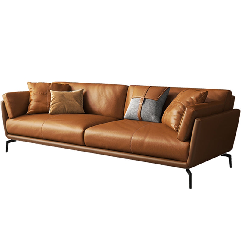 32" High Contemporary Square Arm Standard Sofa with Loose Back for Living Room, Brown Clearhalo 'furn' 'furn_sofas' 'Furniture' 'furniture_sofas' 'Living Room Furniture' 'Sofa' 'sofas' 4963722