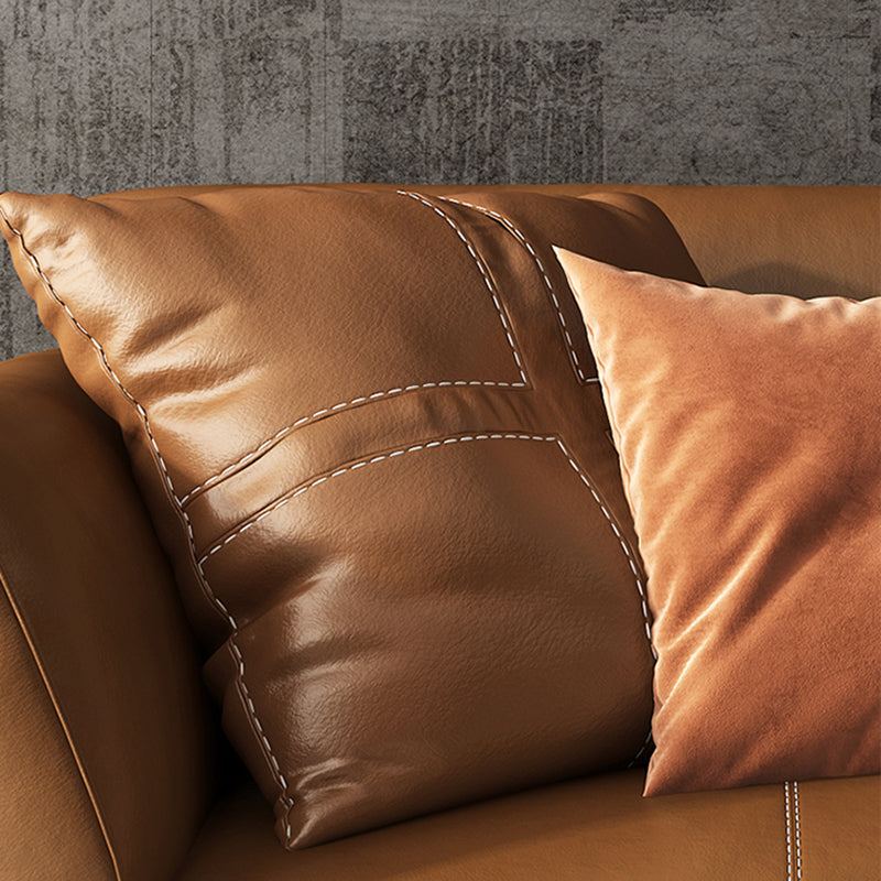 32" High Contemporary Square Arm Standard Sofa with Loose Back for Living Room, Brown Clearhalo 'furn' 'furn_sofas' 'Furniture' 'furniture_sofas' 'Living Room Furniture' 'Sofa' 'sofas' 4963723