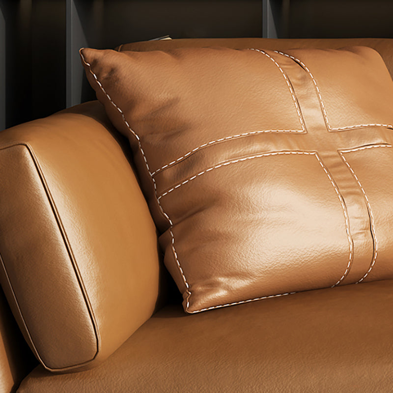 32" High Contemporary Square Arm Standard Sofa with Loose Back for Living Room, Brown Clearhalo 'furn' 'furn_sofas' 'Furniture' 'furniture_sofas' 'Living Room Furniture' 'Sofa' 'sofas' 4963724