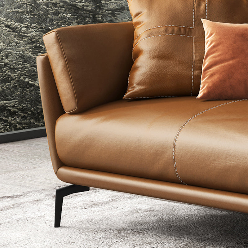 32" High Contemporary Square Arm Standard Sofa with Loose Back for Living Room, Brown Clearhalo 'furn' 'furn_sofas' 'Furniture' 'furniture_sofas' 'Living Room Furniture' 'Sofa' 'sofas' 4963725