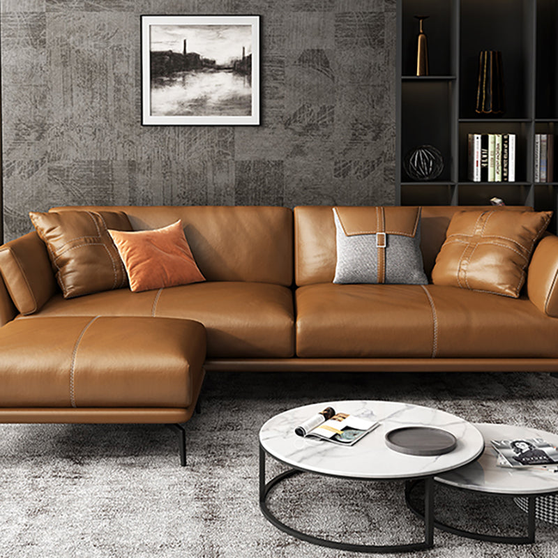 32" High Contemporary Square Arm Standard Sofa with Loose Back for Living Room, Brown Clearhalo 'furn' 'furn_sofas' 'Furniture' 'furniture_sofas' 'Living Room Furniture' 'Sofa' 'sofas' 4963726