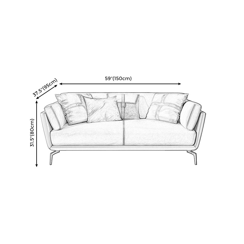 32" High Contemporary Square Arm Standard Sofa with Loose Back for Living Room, Brown Clearhalo 'furn' 'furn_sofas' 'Furniture' 'furniture_sofas' 'Living Room Furniture' 'Sofa' 'sofas' 4963733