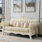 Ornate Traditional Tufted Split-Back Microfiber Sofa 43.31"High Flared Arm Sofa Beige Clearhalo 'furn' 'furn_sofas' 'Furniture' 'furniture_sofas' 'Living Room Furniture' 'Sofa' 'sofas' 4963752