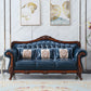 Ornate Traditional Tufted Split-Back Microfiber Sofa 43.31"High Flared Arm Sofa Royal Blue Clearhalo 'furn' 'furn_sofas' 'Furniture' 'furniture_sofas' 'Living Room Furniture' 'Sofa' 'sofas' 4963755