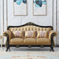 Ornate Traditional Tufted Split-Back Microfiber Sofa 43.31"High Flared Arm Sofa Light Gold Clearhalo 'furn' 'furn_sofas' 'Furniture' 'furniture_sofas' 'Living Room Furniture' 'Sofa' 'sofas' 4963757