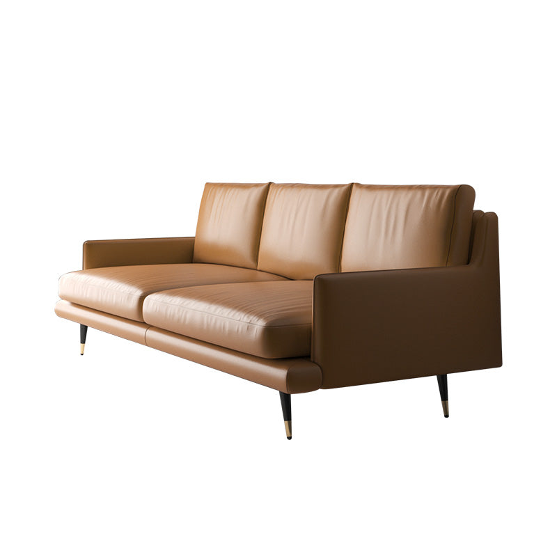 31.50" H Square Arm Modern Sofa with Cushions Dark Brown Standard Sofa Clearhalo 'furn' 'furn_sofas' 'Furniture' 'furniture_sofas' 'Living Room Furniture' 'Sofa' 'sofas' 4963769