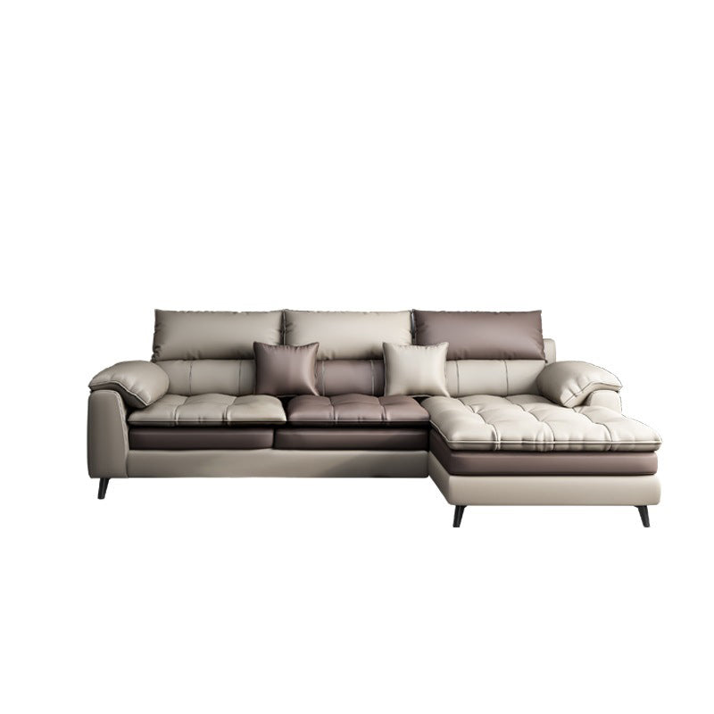 Faux leather High Back Pillow Top Arm Sofa and Sectional with Stain-Resistant Clearhalo 'furn' 'furn_sectionals' 'Furniture' 'furniture_sectionals' 'Living Room Furniture' 'Sectionals' 4963796