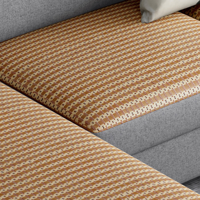 Flared Arms Slipcovered Sectionals with Sewn Pillow Back for Living Room and Apartment Clearhalo 'furn' 'furn_sectionals' 'Furniture' 'furniture_sectionals' 'Living Room Furniture' 'Sectionals' 4963809