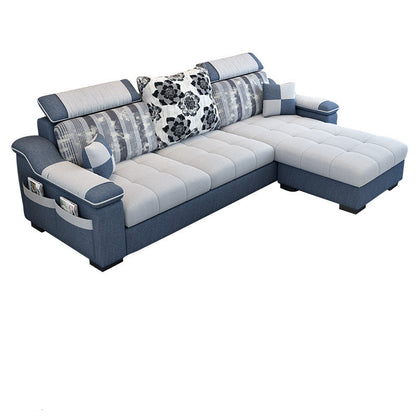 Sloped Arms Sectionals 106.3"D x 57"W x 35.43"H High Back Sofa with Storage White-Blue Clearhalo 'furn' 'furn_sectionals' 'Furniture' 'furniture_sectionals' 'Living Room Furniture' 'Sectionals' 4963815