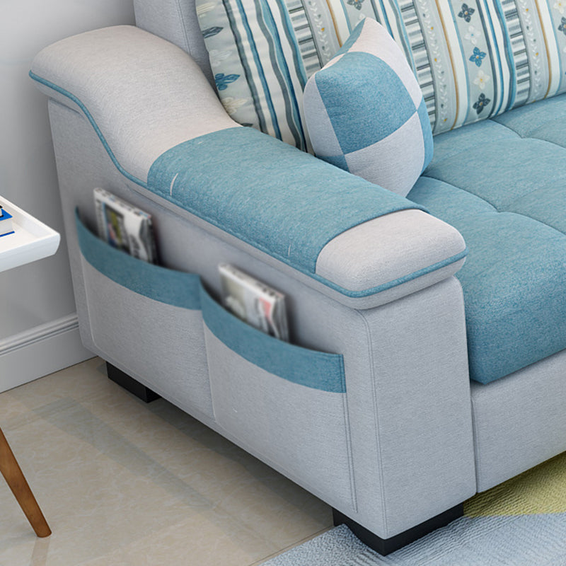 Sloped Arms Sectionals 106.3"D x 57"W x 35.43"H High Back Sofa with Storage Clearhalo 'furn' 'furn_sectionals' 'Furniture' 'furniture_sectionals' 'Living Room Furniture' 'Sectionals' 4963824