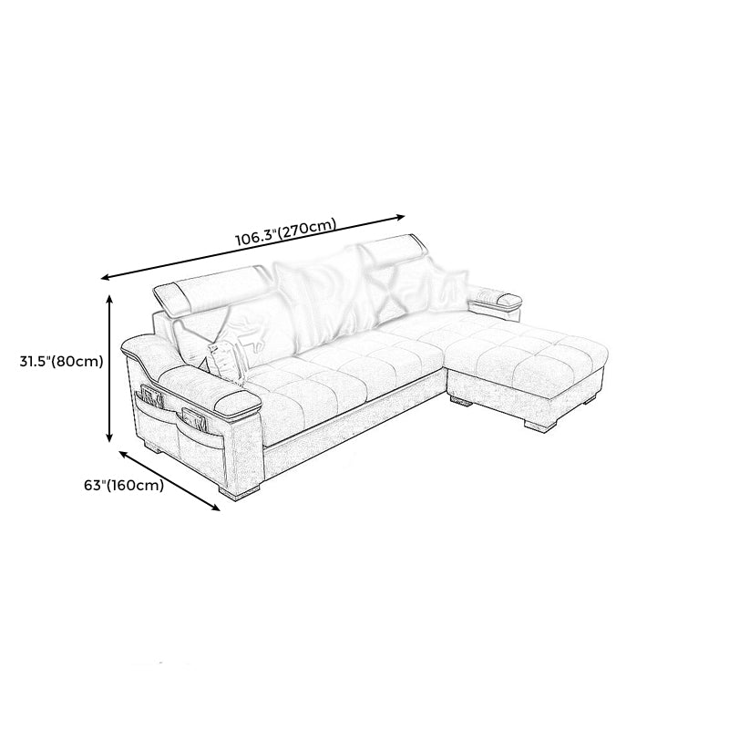 Sloped Arms Sectionals 106.3"D x 57"W x 35.43"H High Back Sofa with Storage Clearhalo 'furn' 'furn_sectionals' 'Furniture' 'furniture_sectionals' 'Living Room Furniture' 'Sectionals' 4963828