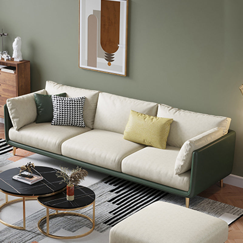 Faux Leather Stain-Resistant Pillowed Back Cushions Sectionals Sofa for Three People Clearhalo 'furn' 'furn_sectionals' 'Furniture' 'furniture_sectionals' 'Living Room Furniture' 'Sectionals' 4963845