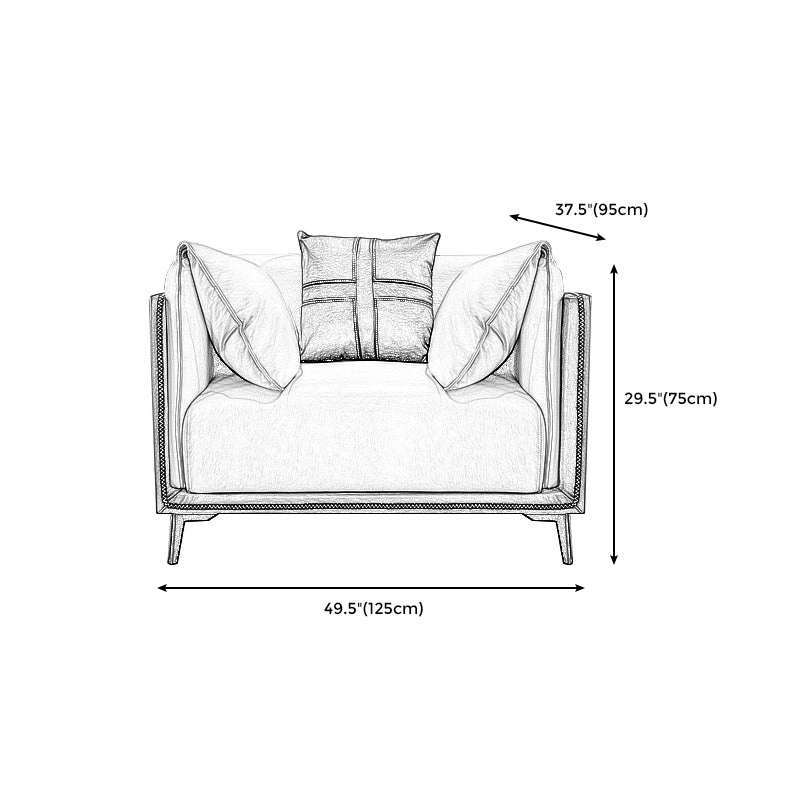 Contemporary Stain-Resistant Faux Leather Sofa/Sectional with Pillowed Back Cushions Clearhalo 'furn' 'furn_sectionals' 'Furniture' 'furniture_sectionals' 'Living Room Furniture' 'Sectionals' 4963875