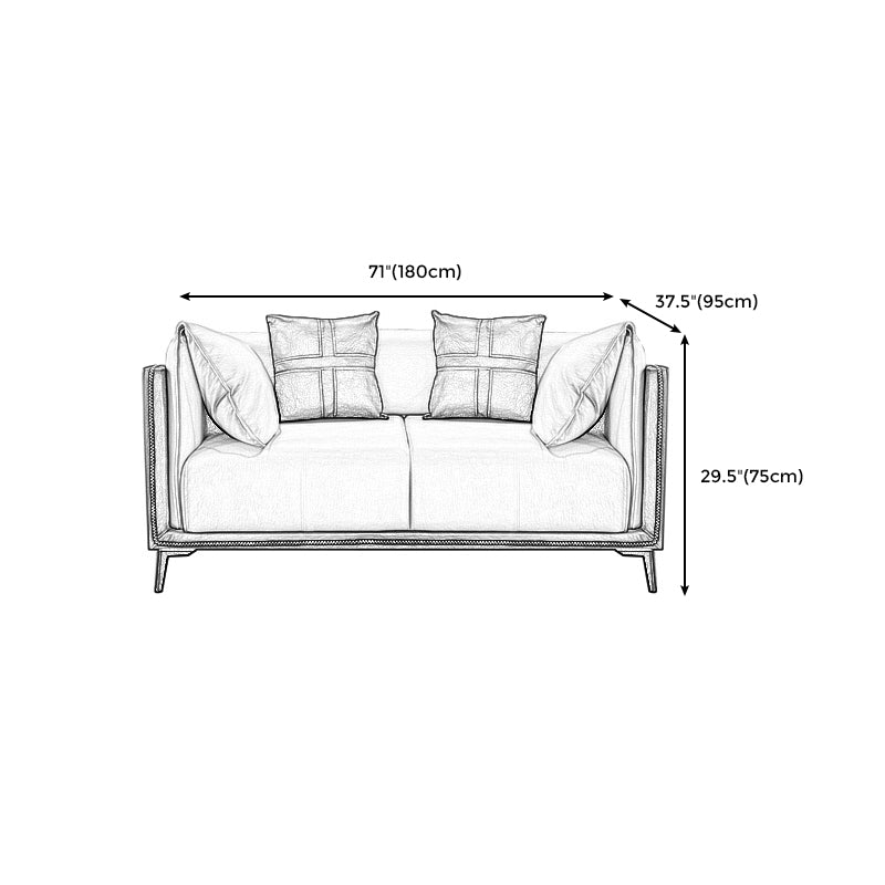 Contemporary Stain-Resistant Faux Leather Sofa/Sectional with Pillowed Back Cushions Clearhalo 'furn' 'furn_sectionals' 'Furniture' 'furniture_sectionals' 'Living Room Furniture' 'Sectionals' 4963876