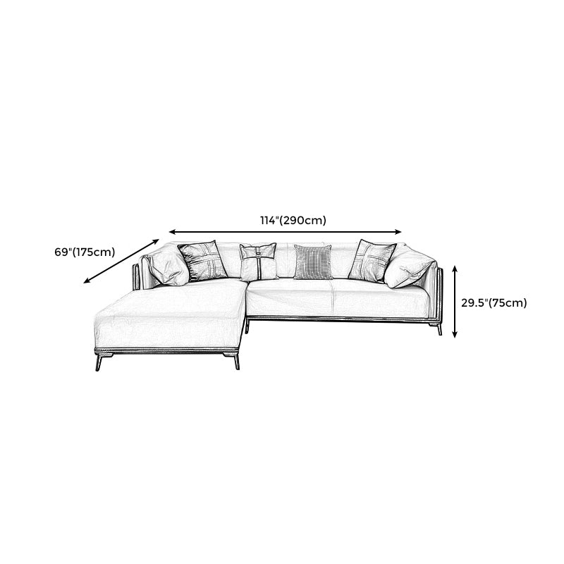 Contemporary Stain-Resistant Faux Leather Sofa/Sectional with Pillowed Back Cushions Clearhalo 'furn' 'furn_sectionals' 'Furniture' 'furniture_sectionals' 'Living Room Furniture' 'Sectionals' 4963880
