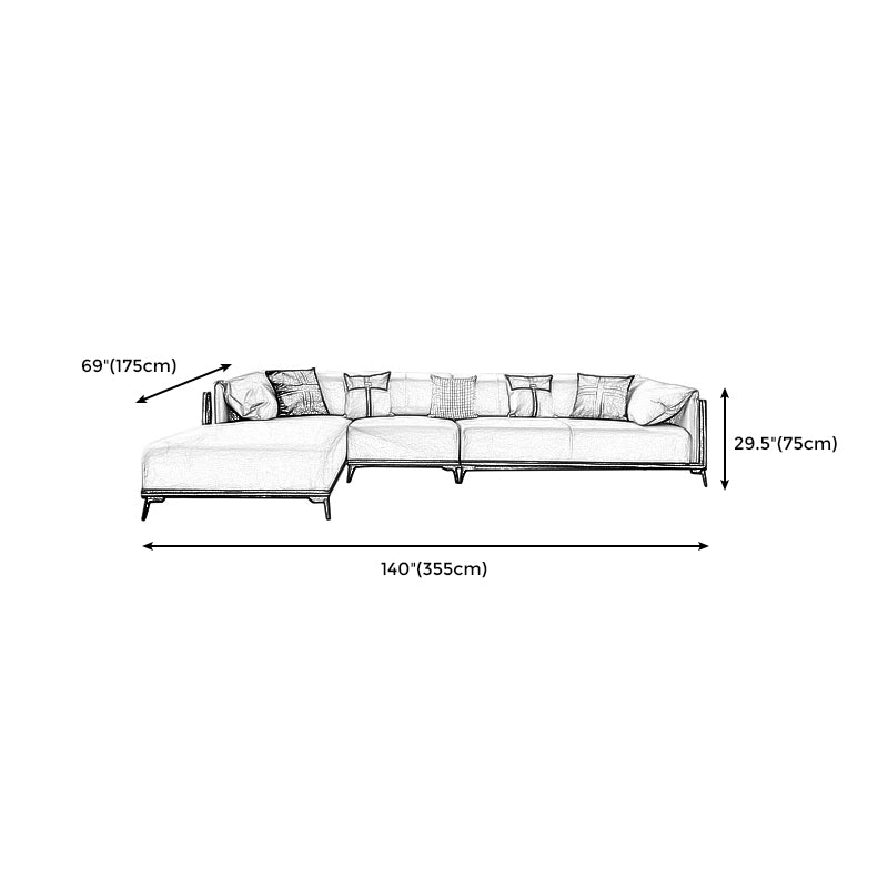 Contemporary Stain-Resistant Faux Leather Sofa/Sectional with Pillowed Back Cushions Clearhalo 'furn' 'furn_sectionals' 'Furniture' 'furniture_sectionals' 'Living Room Furniture' 'Sectionals' 4963881
