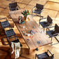 Minimalist Rectangle Shape Brown Dining Table Solid Wood Kitchen Dining Table with Trestle Base Clearhalo ' dining_table' 'Dining Tables & Seating' 'Dining Tables' 'furn' 'furn_dining_table' 'Furniture' 'furniture_dining_table' 'Kitchen & Dining Furniture' 'kitchen&dining_furn' 'kitchen' 'kitchen_dining_table' 4963904
