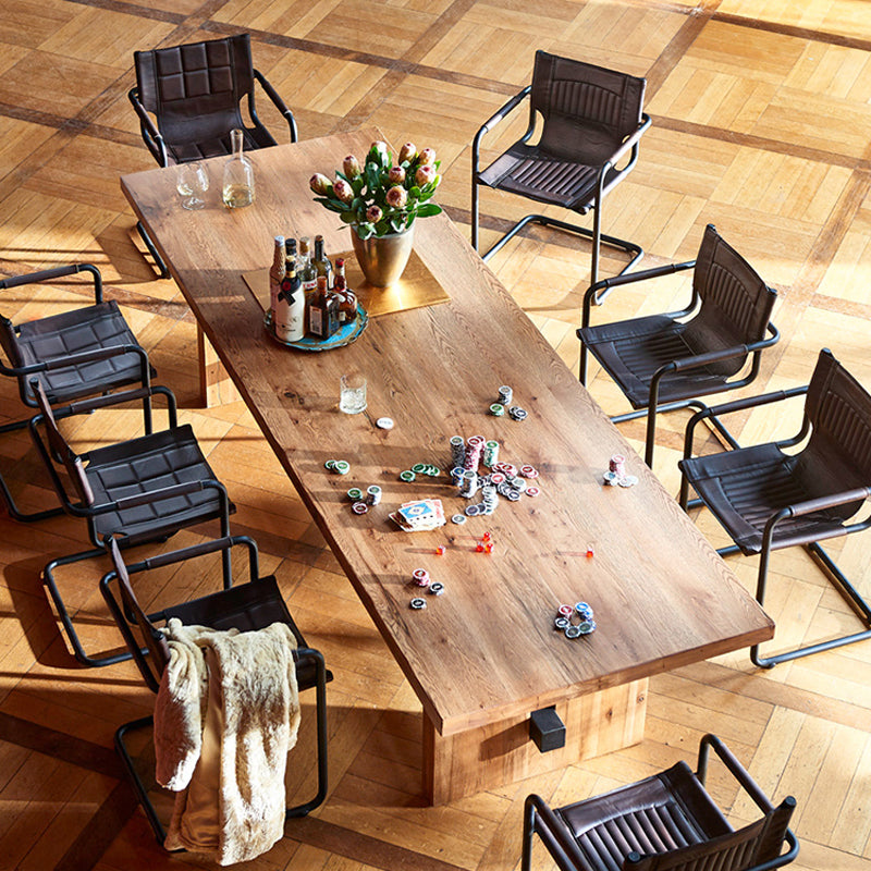Minimalist Rectangle Shape Brown Dining Table Solid Wood Kitchen Dining Table with Trestle Base Clearhalo ' dining_table' 'Dining Tables & Seating' 'Dining Tables' 'furn' 'furn_dining_table' 'Furniture' 'furniture_dining_table' 'Kitchen & Dining Furniture' 'kitchen&dining_furn' 'kitchen' 'kitchen_dining_table' 4963904