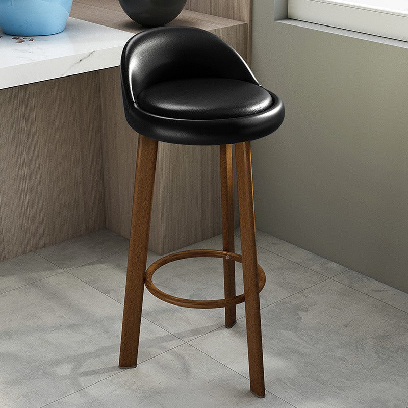 Modern Armless Backrest Counter Stool Steel Cafe Bar Stool with Cushion and Pedal Black 1 Piece Clearhalo 'Bar Furniture' 'Bar Stools' 'bar_stools' 'furn' 'furn_bar_stools' 'Furniture' 'furniture_bar_stools' 'Kitchen & Dining Furniture' 4965356