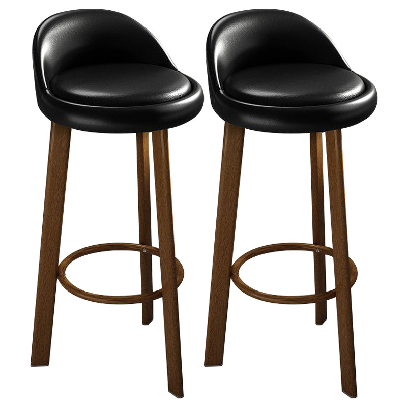 Modern Armless Backrest Counter Stool Steel Cafe Bar Stool with Cushion and Pedal Black 2 Piece Set Clearhalo 'Bar Furniture' 'Bar Stools' 'bar_stools' 'furn' 'furn_bar_stools' 'Furniture' 'furniture_bar_stools' 'Kitchen & Dining Furniture' 4965357