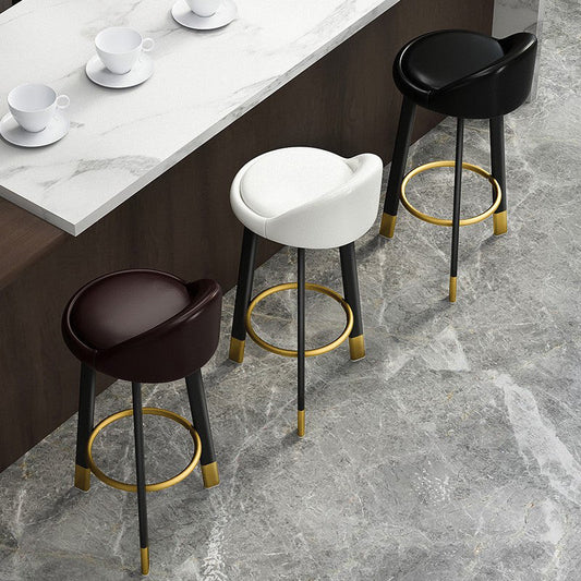 Modern Armless Backrest Counter Stool Steel Cafe Bar Stool with Cushion and Pedal Clearhalo 'Bar Furniture' 'Bar Stools' 'bar_stools' 'furn' 'furn_bar_stools' 'Furniture' 'furniture_bar_stools' 'Kitchen & Dining Furniture' 4965358