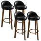 Modern Armless Backrest Counter Stool Steel Cafe Bar Stool with Cushion and Pedal Black 4 Piece Set Clearhalo 'Bar Furniture' 'Bar Stools' 'bar_stools' 'furn' 'furn_bar_stools' 'Furniture' 'furniture_bar_stools' 'Kitchen & Dining Furniture' 4965359