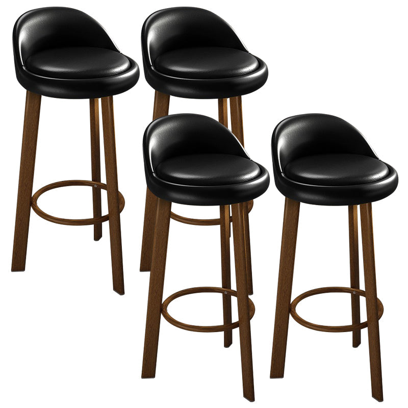 Modern Armless Backrest Counter Stool Steel Cafe Bar Stool with Cushion and Pedal Black 4 Piece Set Clearhalo 'Bar Furniture' 'Bar Stools' 'bar_stools' 'furn' 'furn_bar_stools' 'Furniture' 'furniture_bar_stools' 'Kitchen & Dining Furniture' 4965359