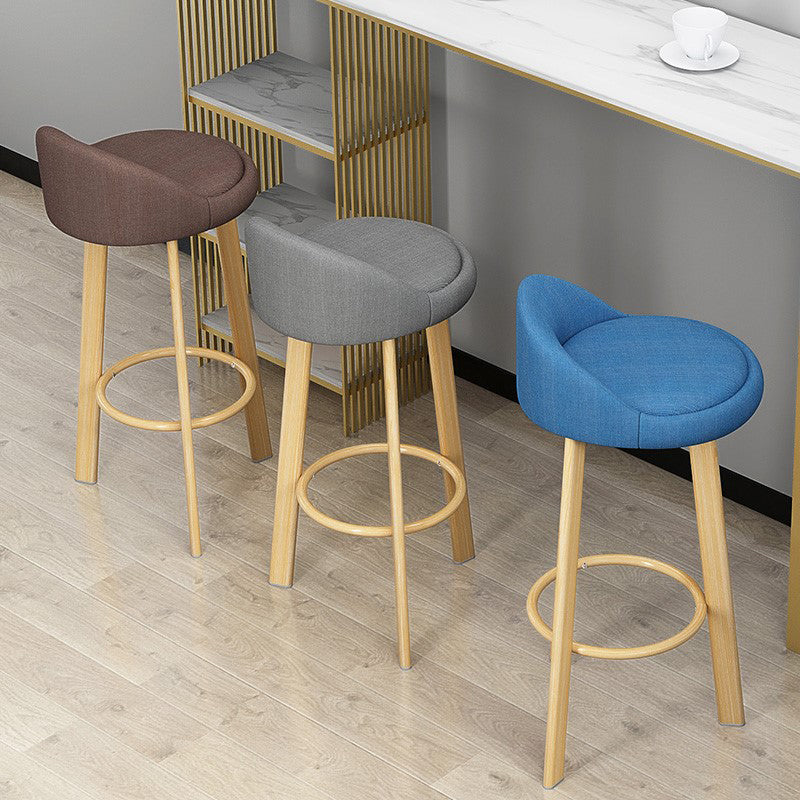 Modern Armless Backrest Counter Stool Steel Cafe Bar Stool with Cushion and Pedal Clearhalo 'Bar Furniture' 'Bar Stools' 'bar_stools' 'furn' 'furn_bar_stools' 'Furniture' 'furniture_bar_stools' 'Kitchen & Dining Furniture' 4965360