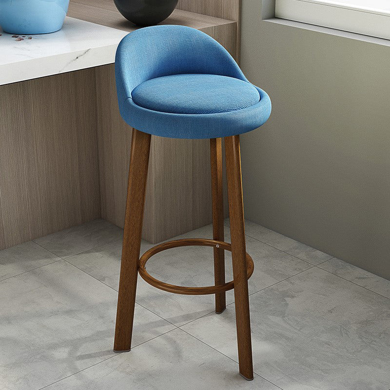 Modern Armless Backrest Counter Stool Steel Cafe Bar Stool with Cushion and Pedal Blue 1 Piece Clearhalo 'Bar Furniture' 'Bar Stools' 'bar_stools' 'furn' 'furn_bar_stools' 'Furniture' 'furniture_bar_stools' 'Kitchen & Dining Furniture' 4965362