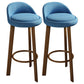 Modern Armless Backrest Counter Stool Steel Cafe Bar Stool with Cushion and Pedal Blue 2 Piece Set Clearhalo 'Bar Furniture' 'Bar Stools' 'bar_stools' 'furn' 'furn_bar_stools' 'Furniture' 'furniture_bar_stools' 'Kitchen & Dining Furniture' 4965363